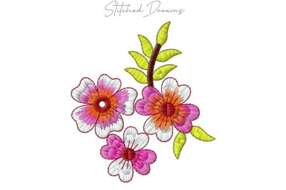 Reviewing Beautiful Flowers with Leaves Embroidery